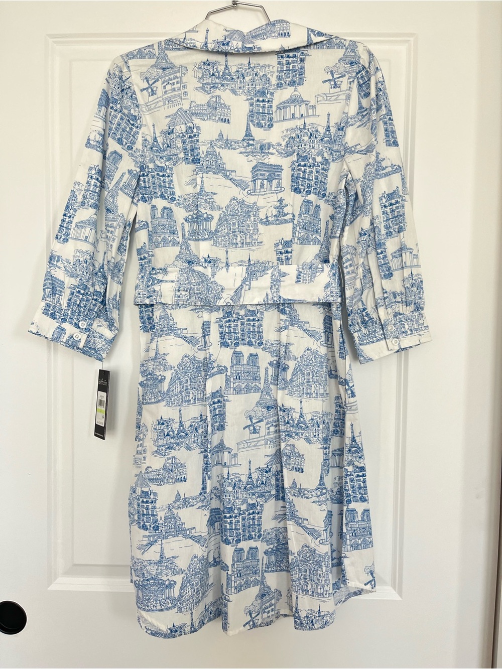 Karl Lagerfeld White and Blue Printed Midi Dress - Picture 2 of 7